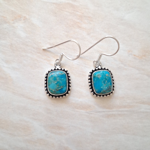 Artisan Jewelry - Artisan Handmade 925 Sterling Silver and Turquoise Earrings